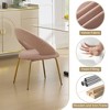 Set of 1 Velvet Fabric Dining Chairs With Curved Backrest and Golden Metal Legs for Kitchen or Dining Room ,White - 3 of 4