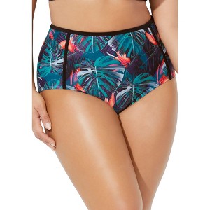 Swimsuits for All Women's High Waist Piped Swim Brief (Plus Sizes Available) - 1 of 4