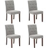 Acekool Set of 6 Washable Chairs - 22" Wide Linen Seats w/Steel Frame, Sage for Small Spaces & Gatherings - 2 of 4