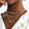 Layered CZ Rondelle Pendant Necklaces for Women,14K Gold Trendy Chain Dainty Circle Rondelle Choker for Women Two-Toned Cubic Zirconia Gold Necklace - 2 of 4