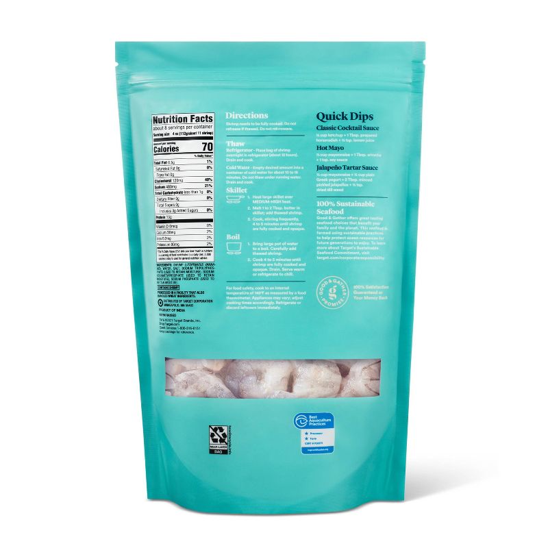 Large Tail-Off, Peeled, Deveined Raw Shrimp - Frozen - 41-50ct/lb - 2lbs - Good &#38; Gather&#8482;, 4 of 5
