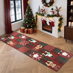 Christmas Area Rug Festival Winter Decorations Rugs Soft Washable Santa Claus Reindeer Snowman Pattern Rug - 1 of 4
