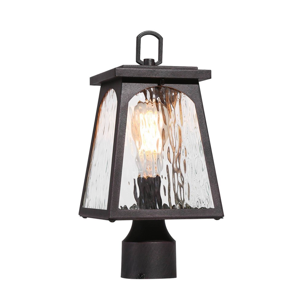 LNC 14.6" Cage Farmhouse Iron Outdoor Wall Light Matte Black: Weather-Resistant, Glass Shade, E26 Socket