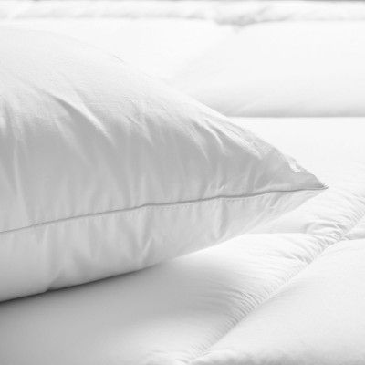 Firm White Duck Down King Bed Pillow with Cotton Sateen Shell