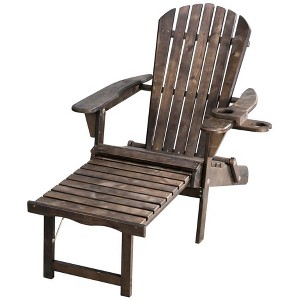 Jiallo Oceanic Collection Adirondack Chaise Lounge Chair Foldable, cup and glass holder, built in ottoman - 1 of 4