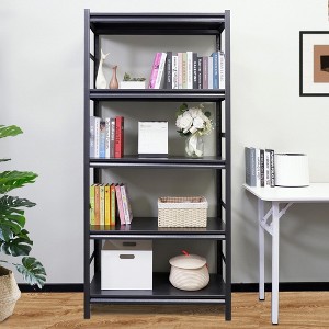 PAGED 5 Tier Book Shelf Metal Storage Shelves with Adjustable Height and Protective Side Rails for Living Room, Home Office - 1 of 4