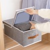 Aoibox Foldable Storage Boxes with Detachable Lid Double Handles Collapsible Linen Closet Organizers Grey 3 Pack - 2 of 4
