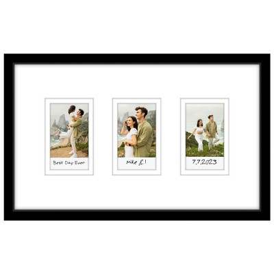 Americanflat Mini Instant Photo Collage Frame with Double White Mat - Display 2.1x3.4" Photos - Black