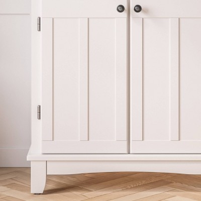 Elegant Homestyles White Hardwood Buffet with Sleek Wood Top