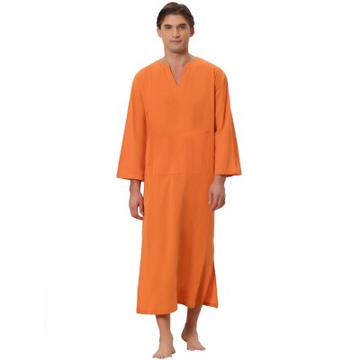Lars Amadeus Men's V-Neck Long Sleeves Sleeping Nightgown with Pocket