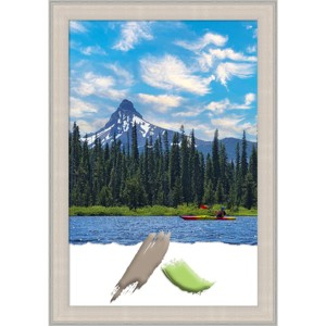 24"x36" Opening Size Cottage Wood Picture Frame Art White/Silver - Amanti Art: Modern Rectangle Wall Decor, Acrylic Glazing - 1 of 4