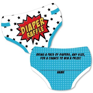 Big Dot of Happiness Bam Superhero - Diaper Shaped Raffle Ticket Inserts - Baby Shower Activities - Diaper Raffle Game - Set of 24 - 1 of 4