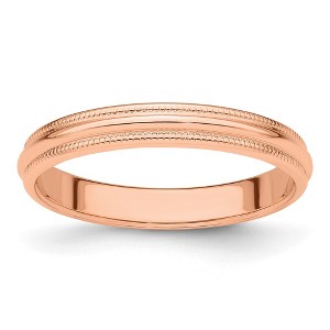 Black Bow Jewelry 3mm 14K Rose, White, or Yellow Gold Half Round Milgrain Standard Band - 1 of 4