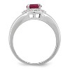 Black Bow Jewelry Sterling Silver .01 Ctw Diamond & Round Created Ruby Ring - 2 of 4