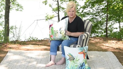 22"x22" Oversize Floral Water Resistant Outdoor Throw Pillow