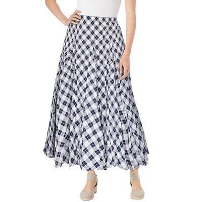 Woman Within Women's Plus Size Pull-On Elastic Waist Crinkle Printed Skirt