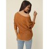 Seta T Women's V Neck Waffle Knit Long Sleeve Casual Tunic Blouses - 4 of 4