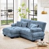 TiramisuBest Chenille Sectional Sofa, 2-Seater with Lumbar & Throw Pillows, Upholstered Wide Arm Sofa with Convertible Ottoman, White - 3 of 4