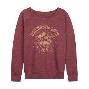 Women's - Disney - Universal Love Lightweight French Terry Wide Neck Long Sleeve Shirt - 1 of 4