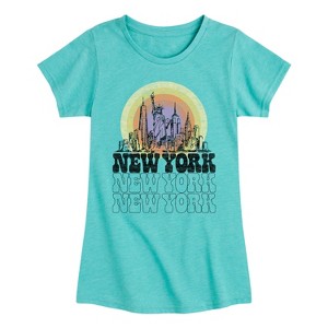 Girls' - Instant Message - New York Vintage Fitted Short Sleeve Graphic T-Shirt - 1 of 4