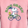 Boys' - Peanuts - Ride Green Graphic Long Sleeve Fleece Sweatshirt - 2 of 4