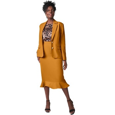 Jessica London Women's Plus Size Peplum Skirt Suit