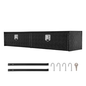 VEVOR Truck Tool Box, 72x13x16In, Black Aluminum Tread Topsider Toolbox with Dual Drop Doors, Heavy Duty Lockable Storage and Organization Box, Black - 1 of 4