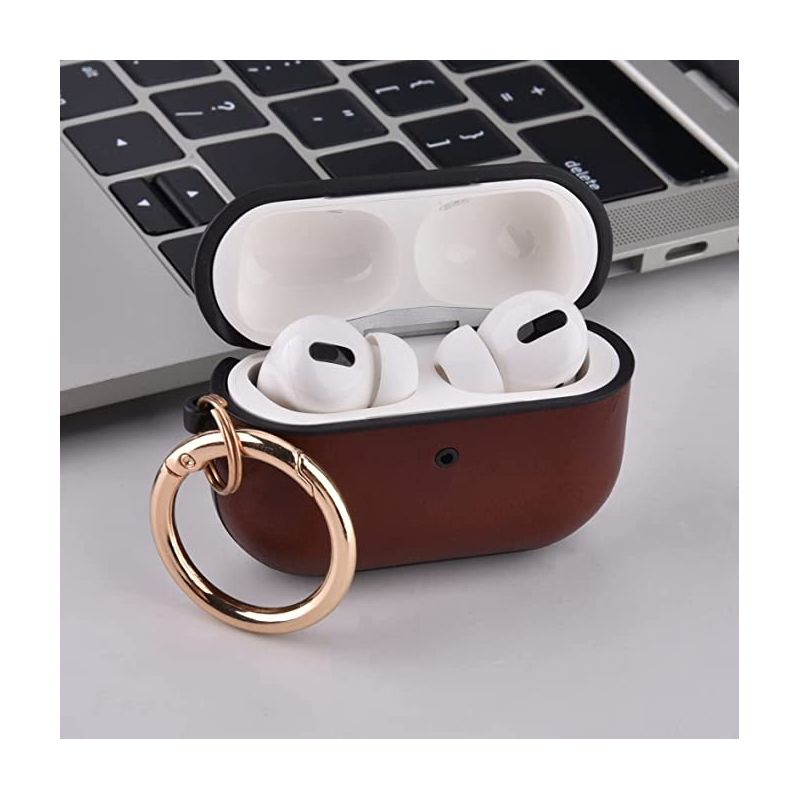 Worryfree Gadgets Case Compatible with Apple AirPods Pro Case Genuine Leather & PC Cover Full Protective Pro Charging Case Skin Cover with Keychain, 3 of 7