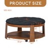 Modern Large Round Ottoman Coffee Table 2-Tier Oversized Button Tufted Ottoman with Wood Shelf Storage Upholstered Coffee Table - Leovsnove - 3 of 4
