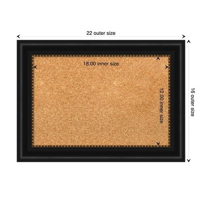 Manhattan Black Framed Natural Cork Bulletin Board 22x16