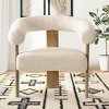 Beige Boucle Accent Chairs Set Of 2 Sale Occasional Chairs Modern Single Sofa Chair With Curved Back,Comfy Upholstered Study Chair-Cuddlewood - 3 of 4