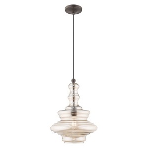 Livex Lighting Art Glass 1 - Light Pendant in  English Bronze - 1 of 1