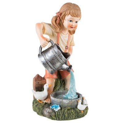 Little Girl Solar Powered LED Light Garden Statue (5.25"x5.5"x11") - Pure Garden