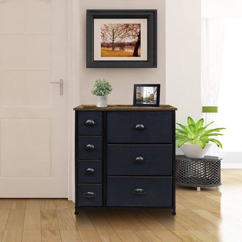 Sorbus Dresser with 7 Drawers - Storage Chest Organizer with Steel Frame, Wood Top, Handles, Fabric Bins, 3 of 7