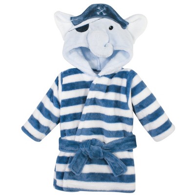 Hudson Baby Infant Boy Plush Animal Face Bathrobe, Pirate Elephant, 0-9 Months