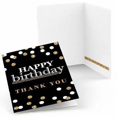 Big Dot of Happiness Adult Happy Birthday - Gold - Birthday Party Thank You Cards (8 count)