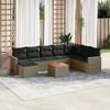 vidaXL 9 Piece Patio Sofa Set with Cushions Gray Poly Rattan - With Table - 2 of 4