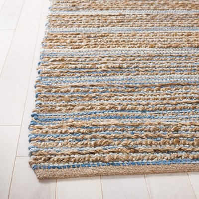 Coastal Charm Hand-Knotted Blue Cotton Square Rug 6' x 6'