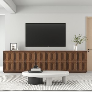Brafabhome 59" Wide Sideboard Buffet Cabinet with 3D Geometric Doors, Modern Credenza with Storage & Adjustable Shelves for Living Room Dining Room - 1 of 4