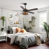 Parrot Uncle 52" Matte Black Indoor Rattan Plaited Element Ceiling Fan, Farmhouse - 3 of 4
