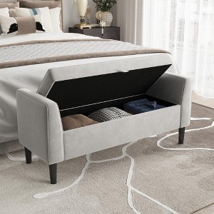 46.5" Storage Bench Ottoman - Upholstered End of Bed Bench with Button-Tufted Design for Bedroom, Entryway - 1 of 4