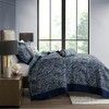 5Pcs Bedspread Set Classic Traditional Jacquard Paisley Motif Reversible Cotton Filled - 3 of 4