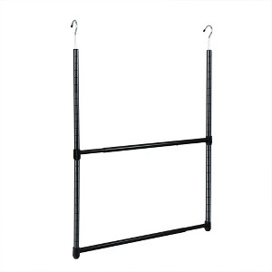 Oceanstar 2-Tier Portable Adjustable Closet Hanger Rod, Black - 1 of 4