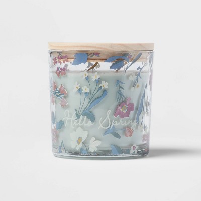 13oz Glass Candle with Lid Hello Spring Sunshine Skies - Threshold™