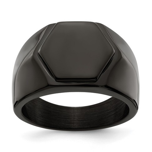 Black Bow Jewelry Men's 12.5mm Black Plated Stainless Steel Tapered Signet Ring - image 1 of 4