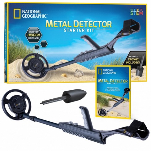 National Geographic Junior Metal Detector For Kids, 7.5 Waterproof Dual  Coil, Adjustable, Lightweight, Rugged Sand Trowel, Great For Beginners :  Target