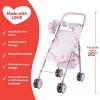 Adora Pastel Pink Heart Baby Doll Stroller with Umbrella Shade & Ruffle Trim - 4 of 4