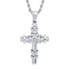 Steeltime Stainless steel cross pendant with simulated diamond. Color Options: Black, Gold, Silver - 2 of 4