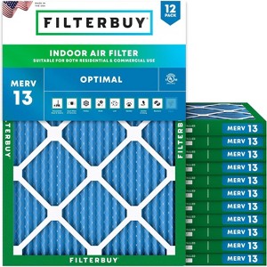 Filterbuy 20x27x1 Air Filter (12-Pack), Pleated MERV 13 Health Defense Replacement HVAC AC Furnace Filters (Actual Size: 20.00 x 27.00 x 0.75) - 1 of 4