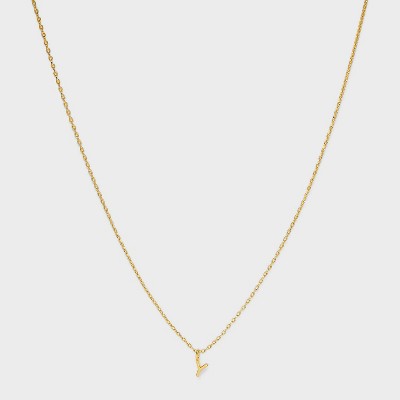 14K Gold Plated Small Polished Initial Pendant Necklace - A New Day™ Gold